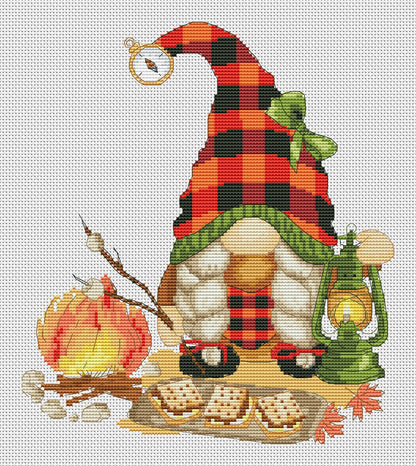 Camping girl, Camping cross stitch, Gnomes cross stitch, Modern cross stitch, Cross stitch pattern