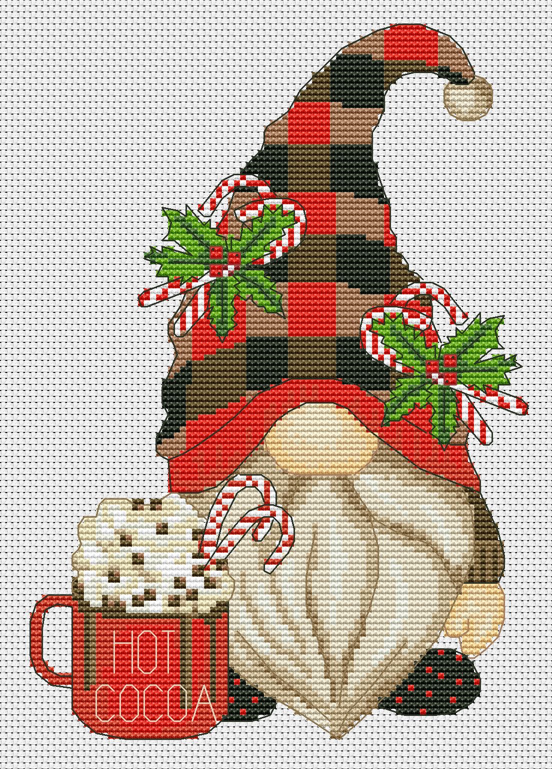 Christmas gnome, Christmas cross stitch, Gnomes cross stitch, Modern cross stitch, Cross stitch pattern, Christmas ornament