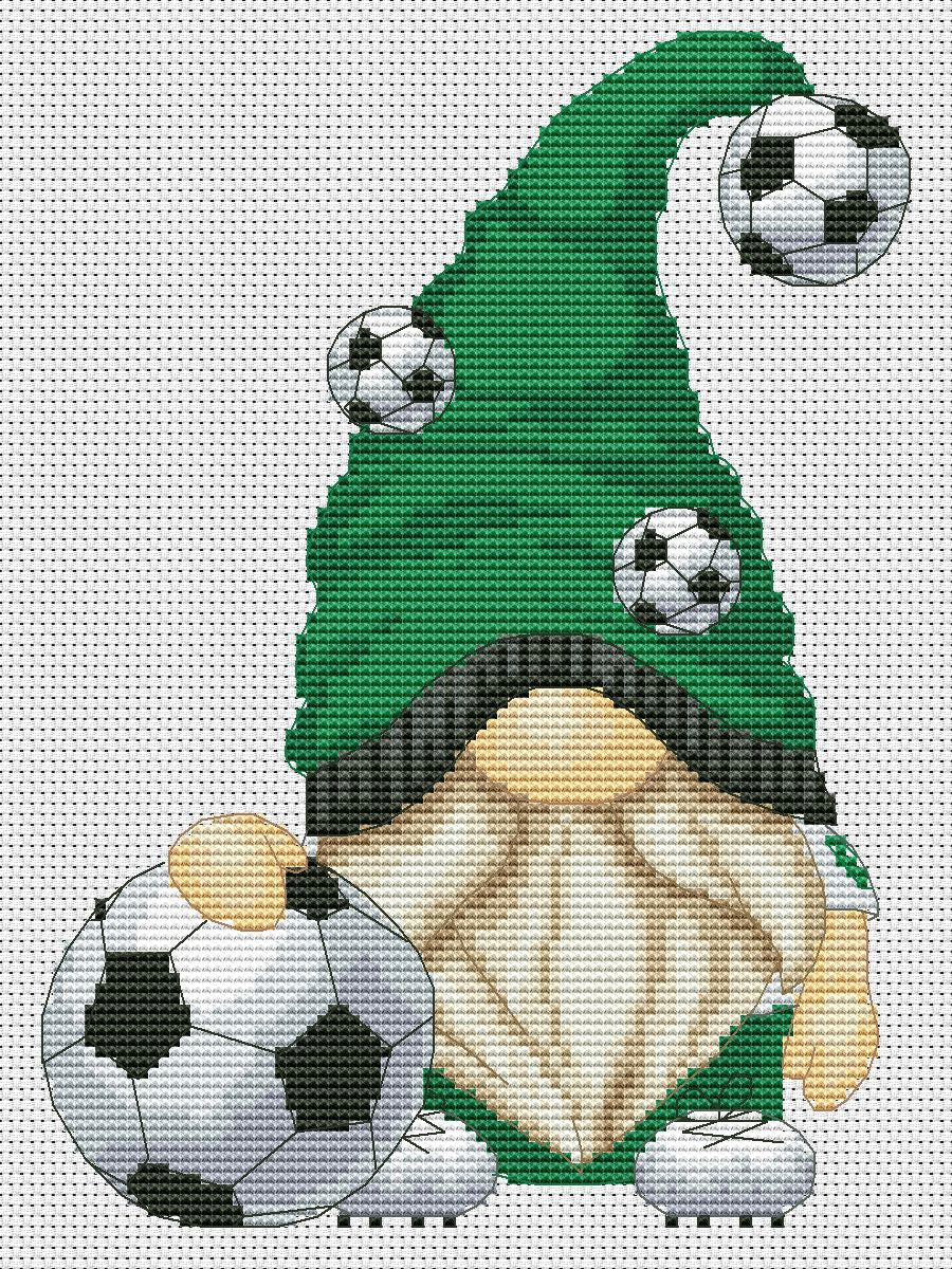 Cross stitch pattern Soccer gnome