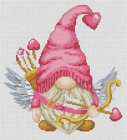 Cupid, Cross stitch, Valentine Day,  Cross stitch pattern, Gnomes cross stitch, Modern cross stitch, Love cross stitch