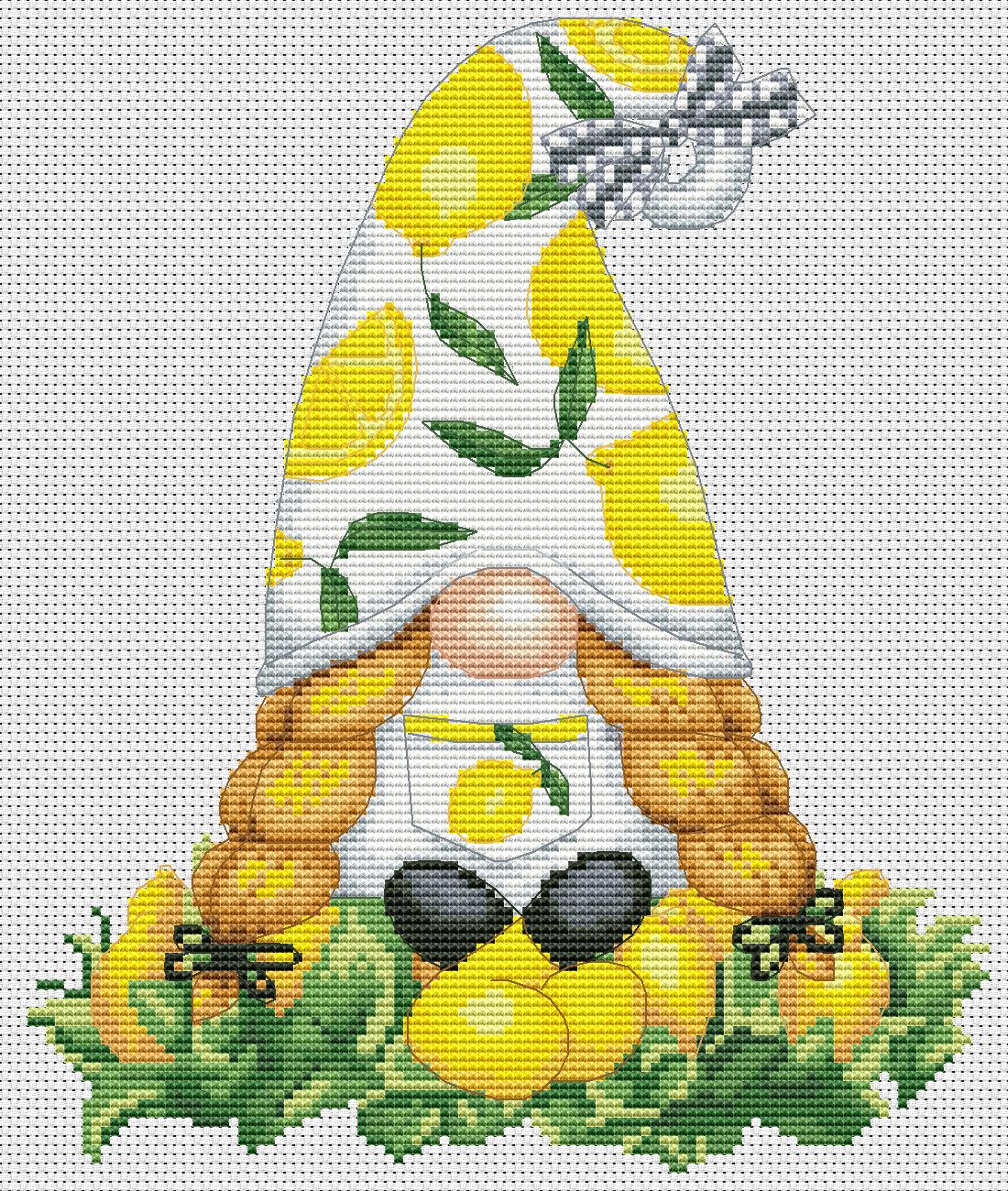 Lemon gnome, Gnome Cross stitch pattern