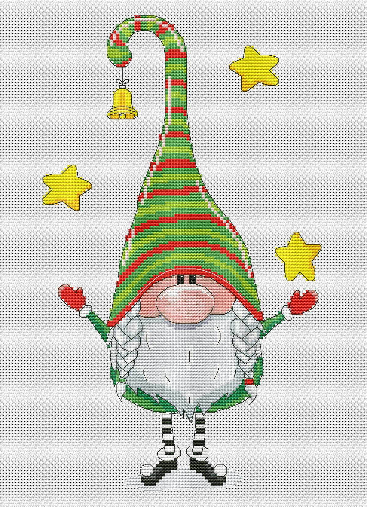 Cross stitch pattern, Christmas gnome, Christmas cross stitch, Counted cross stitch