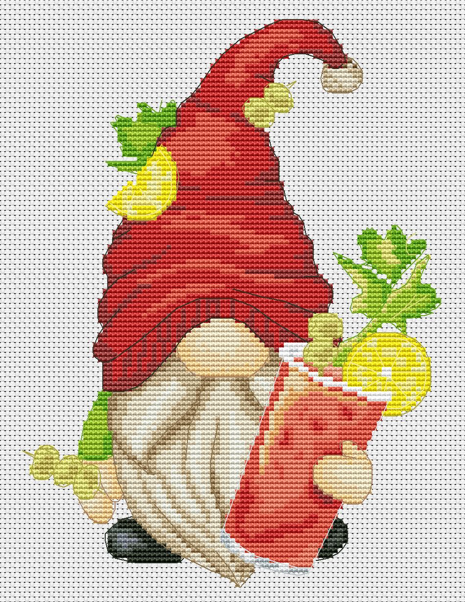 Bloody Mary, Cross stitch, Bar cross stitch, Gnomes cross stitch, Modern cross stitch, Cross stitch pattern, Bar decor