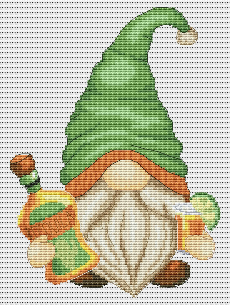 Tequila Gnome, Bar cross stitch, Counted cross stitch, Gnomes cross stitch, Gift for the tequila lover, Bar decor