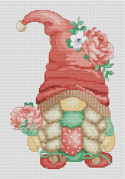 Female with a rose, Gnome cross stitch, Сamomiles cross stitch, Floral cross stitch, Modern cross stitch, Rose cross stitch