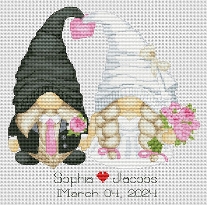 Custom wedding cross stitch pattern, Wedding cross stitch