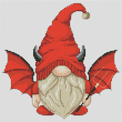 Devil, Cross stitch, Gothic cross stitch, Gnomes cross stitch, Nerdy cross stitch, Cross stitch pattern, Halloween cross stitch