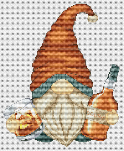 Bourbon gnome , Cross stitch pattern, Gnomes cross stitch, Modern cross stitch, Bar cross stitch