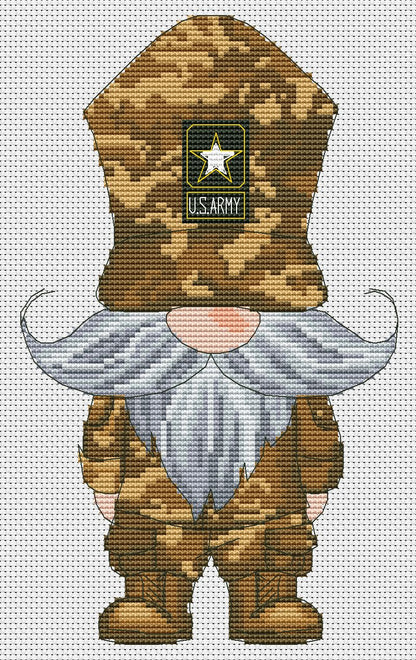 Army gnome, Cross stitch, US army cross stitch, Gnomes cross stitch, Military gift, Counted cross stitch, Gnome cross stitch