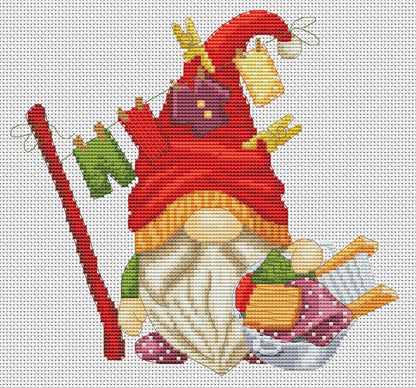 Cross stitch pattern Laundry gnome