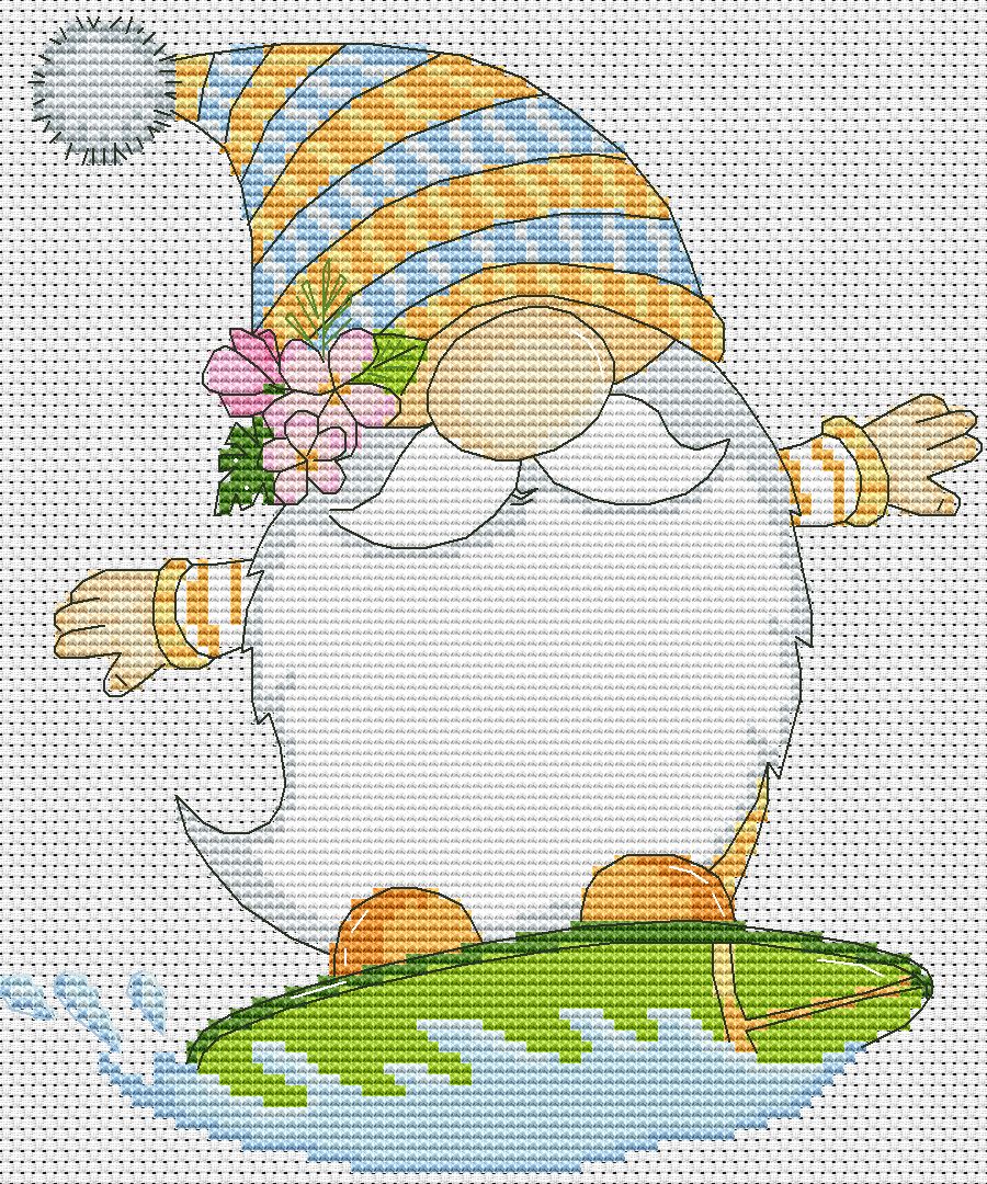 Surfer, Cross stitch pattern, Gnomes cross stitch, Modern cross stitch, Funny cross stitch, Holiday cross stitch