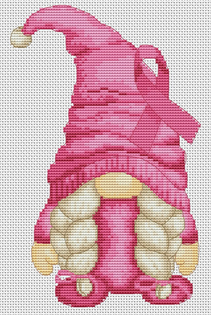 Breast cancer female, Cross stitch pattern, Gnomes cross stitch