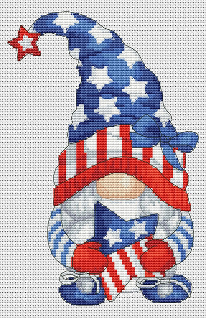 Patriotic female, Cross stitch, Fourth of July, Gnome cross stitch, Funny cross stitch, Woman cross stitch, Independence day