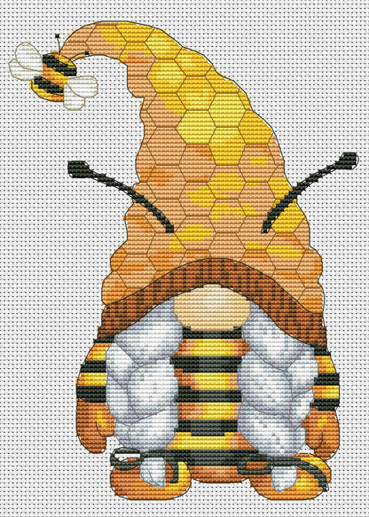 Queen bee, Cross stitch, Honey cross stitch, Gnomes cross stitch