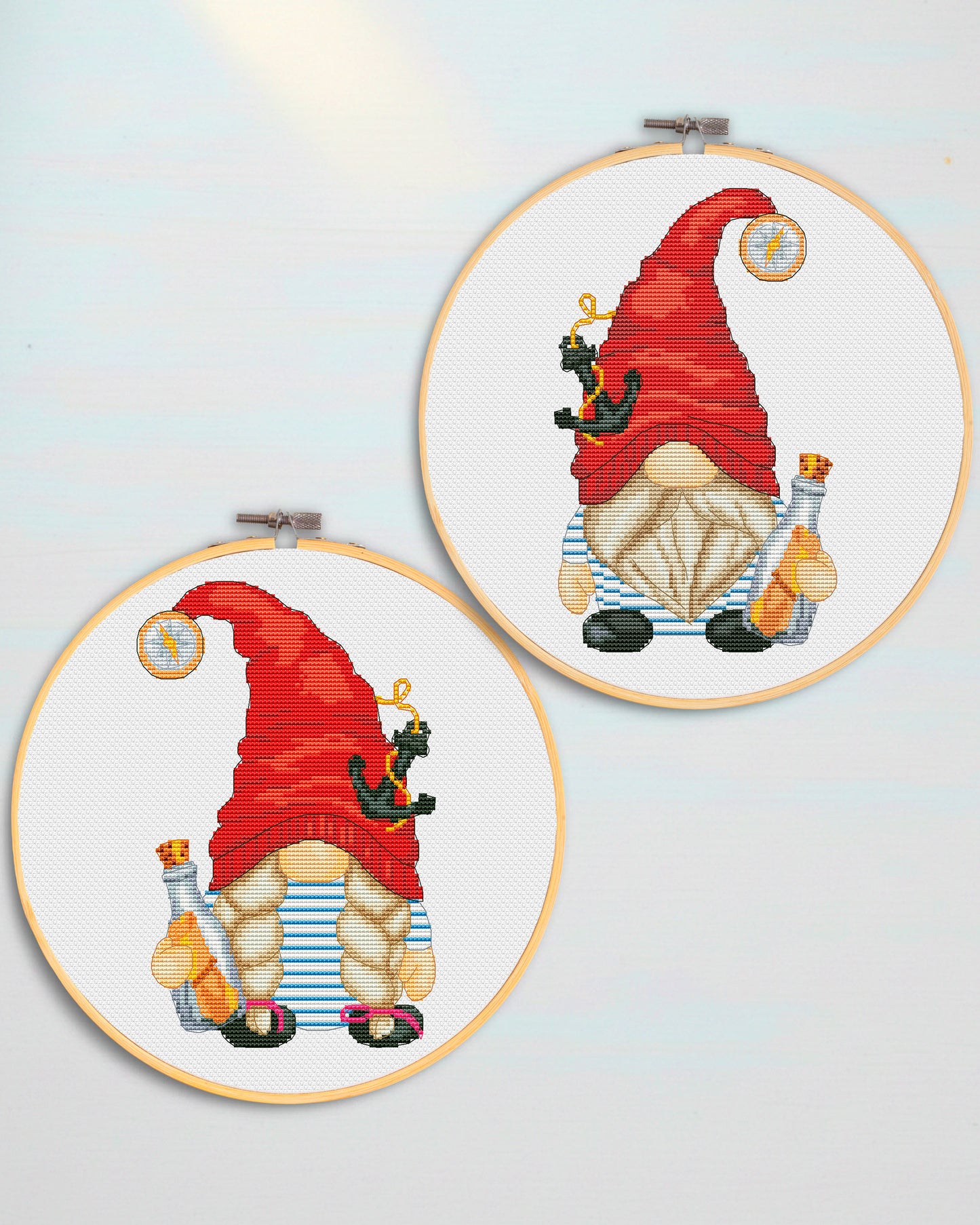 Set of 2, Cross stitch pattern - Sailor, Modern cross stitch