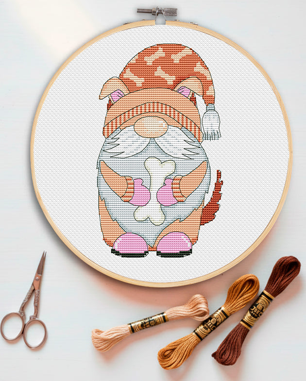 Dog gnome, Cross stitch pattern, Dog cross stitch, Gnome cross stitch, Modern cross stitch, Pets cross stitch, Funny cross stitch