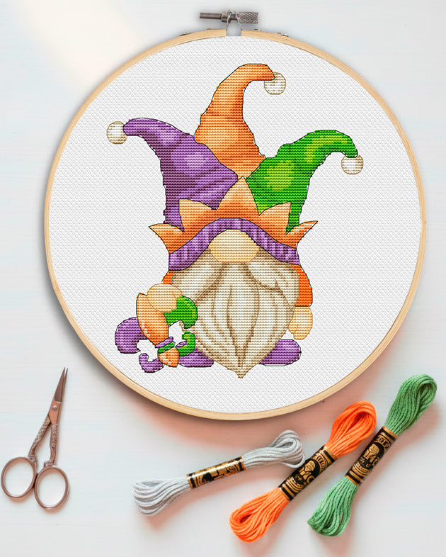 Mardi Gras, Cross stitch, Carnival cross stitch, Gnomes cross stitch, Modern cross stitch, Orleans cross stitch, Jester cross stitch