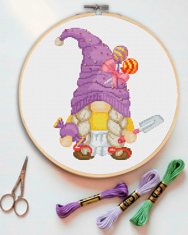 Candy maker, Cross stitch, Kitchen cross stitch, Gnomes cross stitch, Modern cross stitch