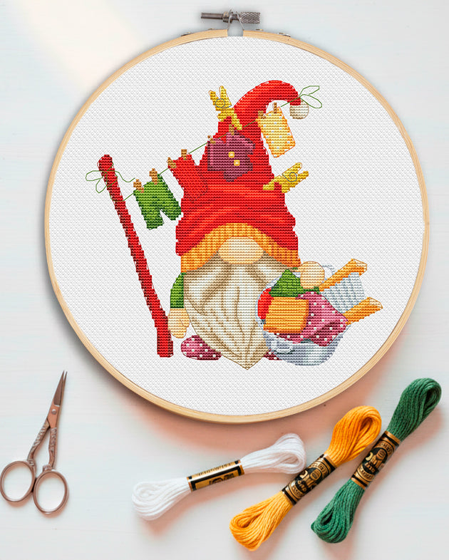 Cross stitch pattern Laundry gnome