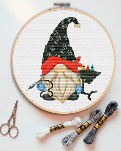 Tattoo artist, Cross stitch pattern, Tattoo cross stitch, Cross stitch, Counted cross stitch, Gnomes cross stitch, Tattoo artist gift