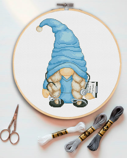 Cross stitch pattern, Nurse cross stitch, Gnomes cross stitch, Nurse gift