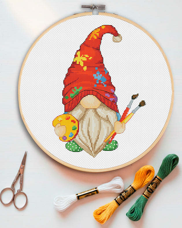 Cross stitch pattern, Gnome cross stitch, Modern cross stitch