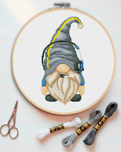 Dispatcher, Cross stitch pattern, Gnome cross stitch, 911 service