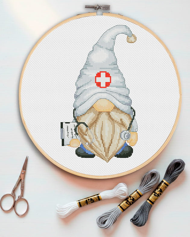 Cross stitch pattern, Doctor cross stitch, Gnomes cross stitch, Doctor gift