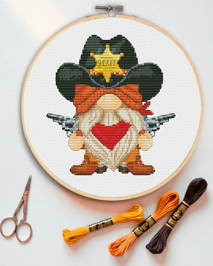 Sheriff, Cross stitch, Funny cross stitch, Gnomes cross stitch, Modern cross stitch, Cross stitch pattern, Sheriff gifts
