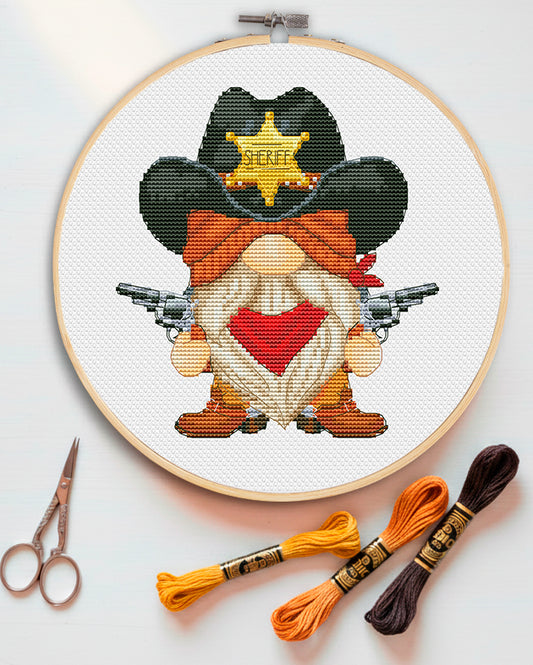 Sheriff, Cross stitch, Funny cross stitch, Gnomes cross stitch, Modern cross stitch, Cross stitch pattern, Sheriff gifts