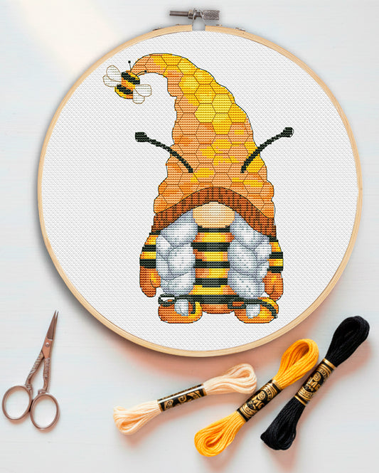 Queen bee, Cross stitch, Honey cross stitch, Gnomes cross stitch