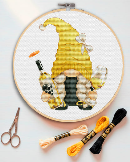 Wine female, Cross stitch pattern, Wine cross stitch, Gnomes cross stitch, Modern cross stitch, Wine decor