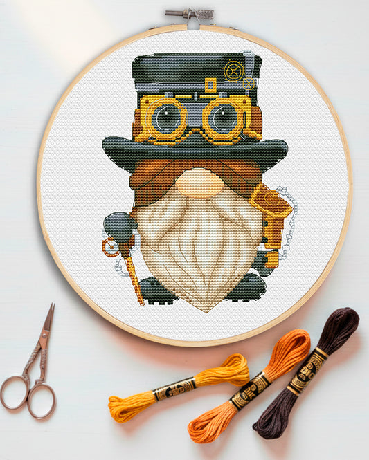 Steampunk, Cross stitch pattern, Gnomes cross stitch, Modern cross stitch