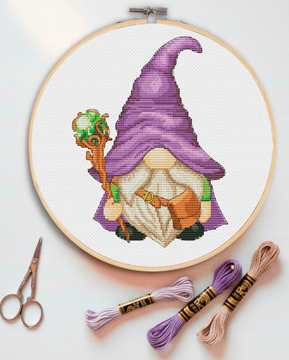 Wizard, Cross stitch pattern, Fantasy cross stitch, Cross stitch chart, Counted cross stitch, Gnomes cross stitch, Magic cross stitch