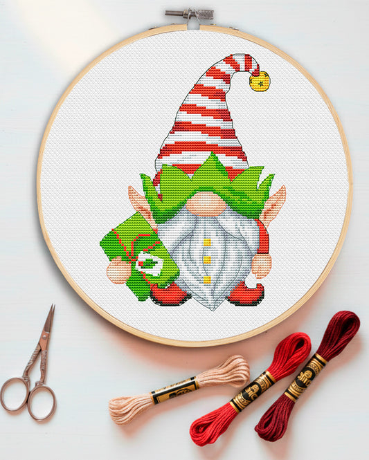Elf, Cross stitch, Christmas cross stitch, Gnomes cross stitch, Counted cross stitch
