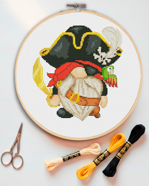 Pirate, Cross stitch pattern, Pirate cross stitch, Animal cross stitch, Counted cross stitch