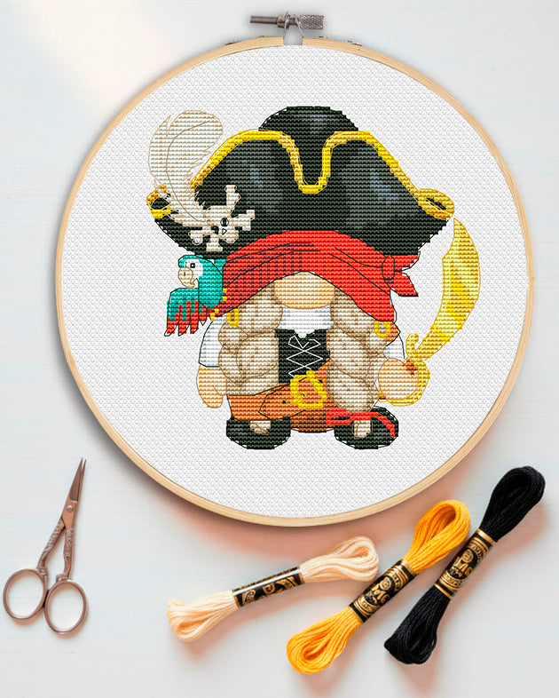 Pirate female, Cross stitch pattern, Pirate cross stitch, Girl cross stitch, Counted cross stitch, Gnomes cross stitch, Modern cross stitch