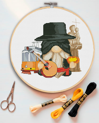 Portuguese gnome, Gnome cross stitch, Portugal cross stitch, Travel cross stitch, Modern cross stitch, Funny cross stitch