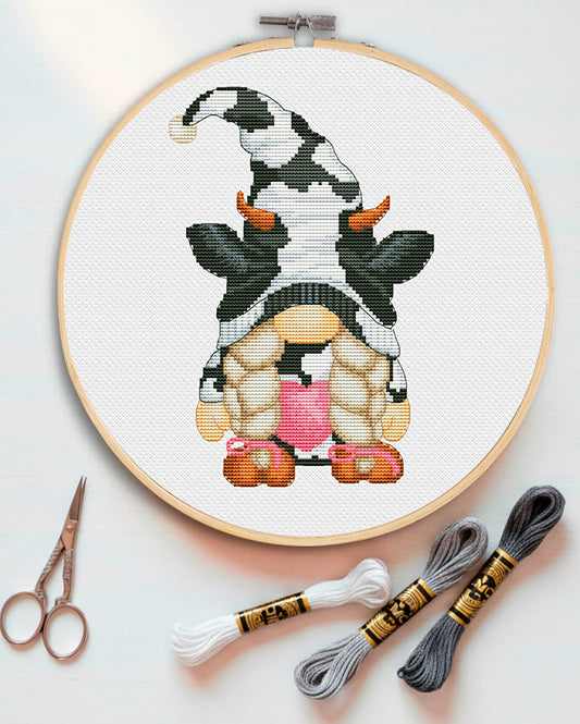 Cow, Cross stitch pattern, Cow cross stitch, Counted cross stitch, Gnomes cross stitch