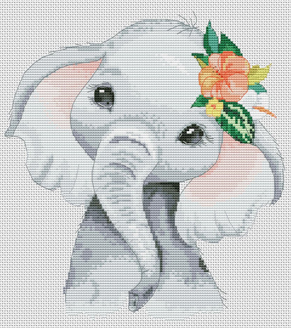 Cross stitch pattern, Elephant, Animal cross stitch, Modern cross stitch