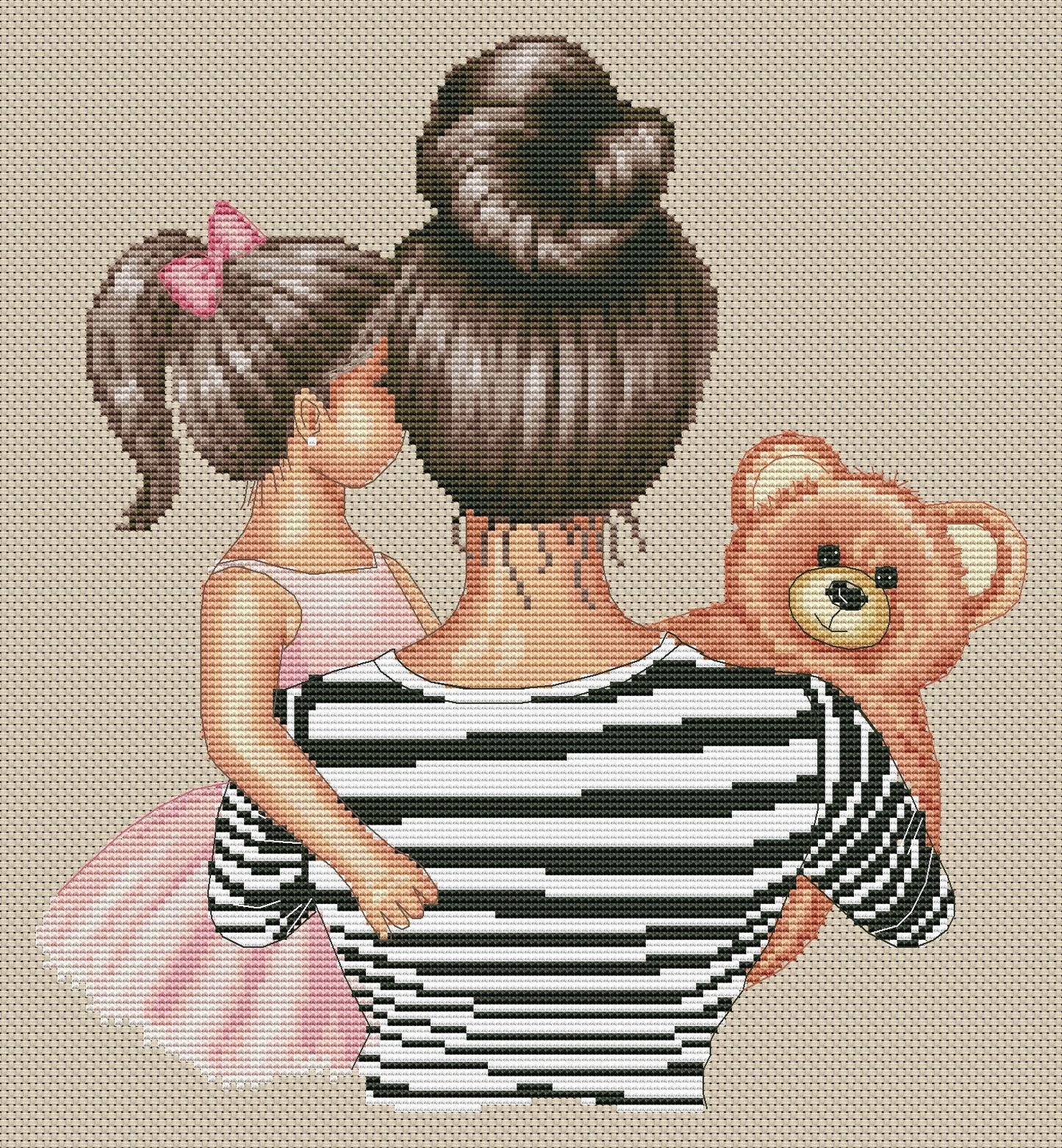 Counted Cross Stitch Pattern – Mom and daughter