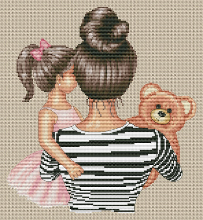 Counted Cross Stitch Pattern – Mom and daughter