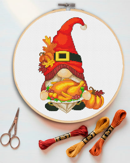 Cross stitch pattern A Thanksgiving gnome
