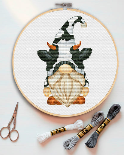 Bull, Cross stitch pattern, Cow cross stitch, Farm animal cross stitch, Counted cross stitch, Gnomes cross stitch