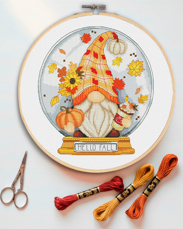 Hello fall, Autumn cross stitch, Cross stitch pattern, Modern cross stitch, Counted cross stitch