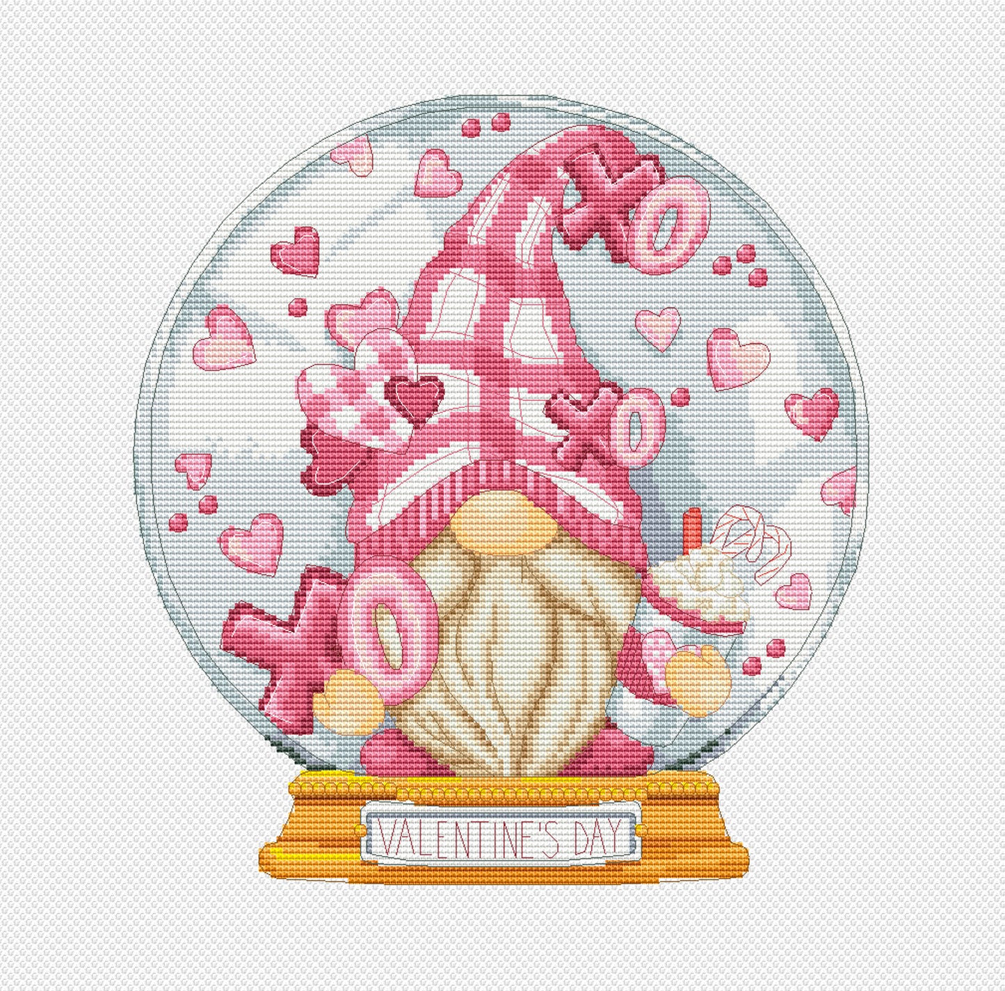 Cross stitch pattern, Valentine Day globe, Valentine Day cross stitch