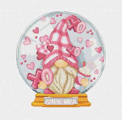 Cross stitch pattern, Valentine Day globe, Valentine Day cross stitch