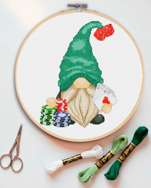 Casino, Cross stitch, Casino cross stitch, Gnomes cross stitch, Modern cross stitch, Funny cross stitch, Poker cross stitch