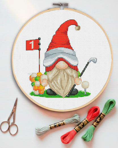Golfer, Cross stitch pattern, Golf cross stitch, Cross stitch, Modern cross stitch, Gnome cross stitch, Sport cross stitch