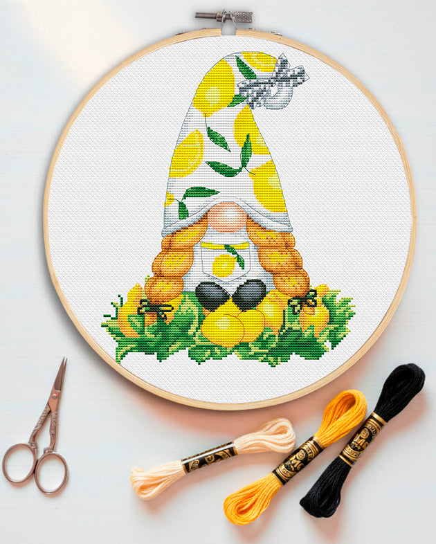 Lemon gnome, Gnome Cross stitch pattern